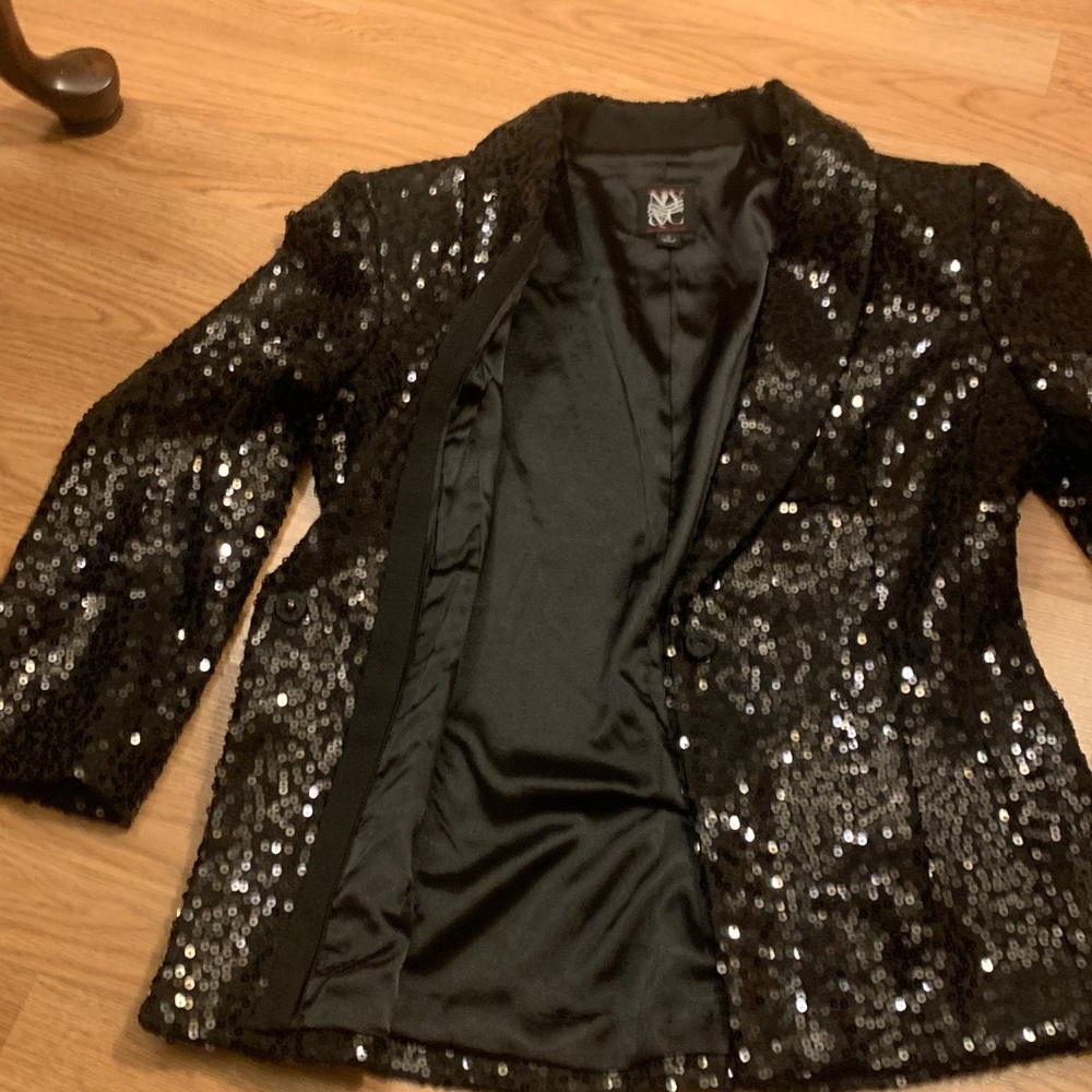 NY&C Women's Sequin Covered Black Blazer - Picture 6 of 8